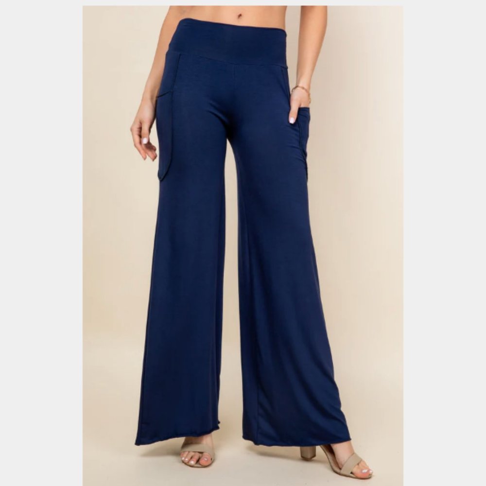 Simplicitie Palazzo Pants - Navy Blue (With Pockets)